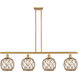 Ballston Farmhouse Rope LED 48 inch Satin Gold Island Light Ceiling Light in Clear Glass with Brown Rope, Ballston