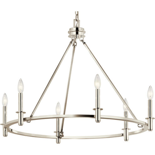 Carrick 6 Light Polished Nickel Chandelier Ceiling Light, 1 Tier Small