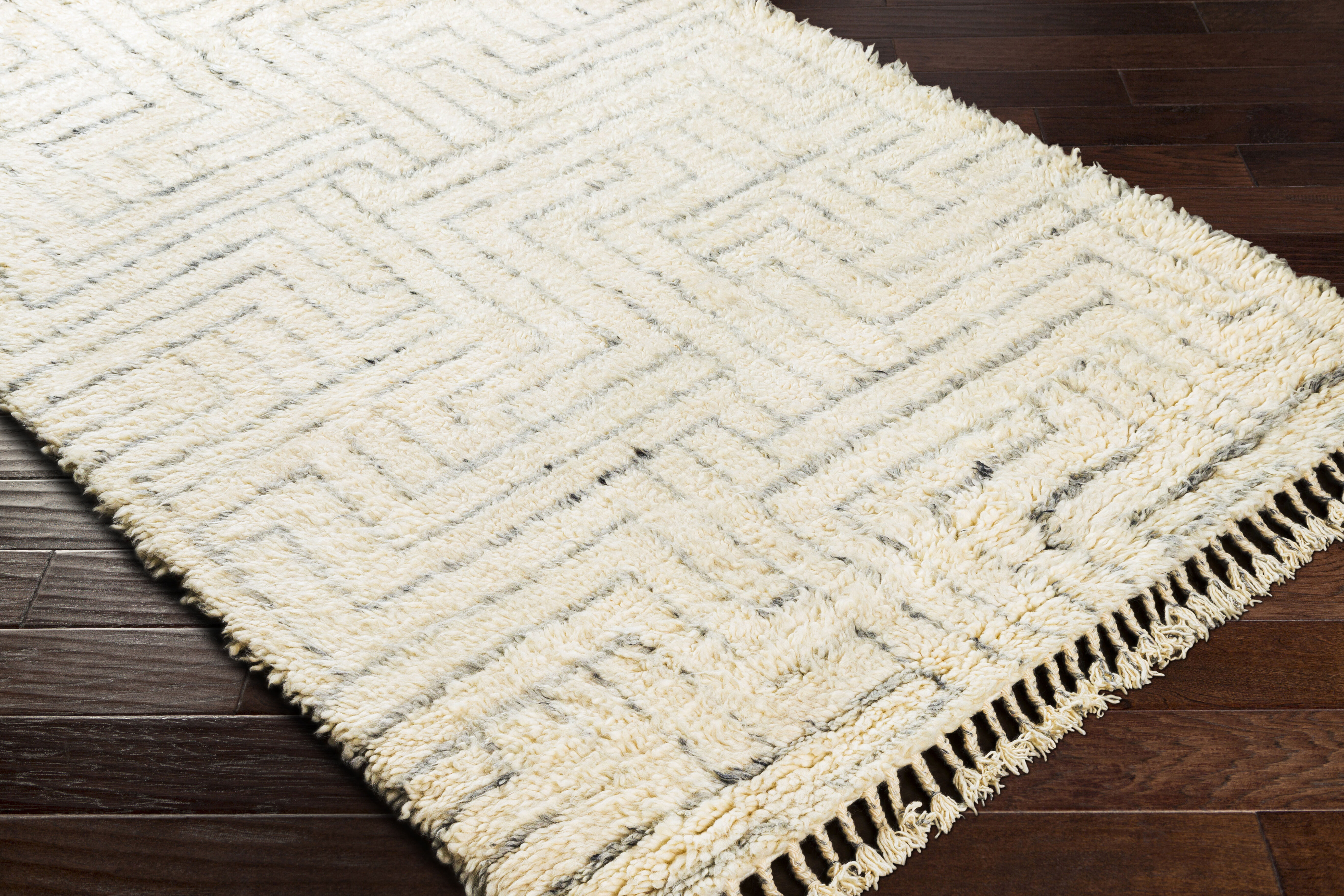 Camille 90 X 60 inch Cream Rug in 5 x 8, Rectangle