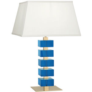Jonathan Adler Monaco 26 inch 150 watt Lacquered Natural Brass with Turquoise Crystal Table Lamp Portable Light