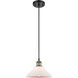 Ballston Orwell 1 Light 8 inch Black Antique Brass Mini Pendant Ceiling Light in Matte White Glass, Ballston