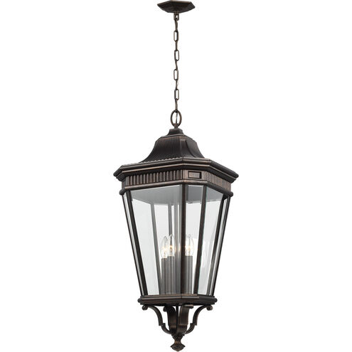 Cotswold Lane 4 Light 13.63 inch Grecian Bronze Outdoor Pendant in Clear Beveled Glass, Large