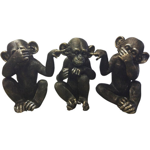 He Did It Chimps Black Statue, Set of 3