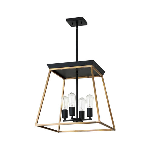 Paulino 4 Light 18 inch Brushed Gold and Matte Black Pendant Ceiling Light