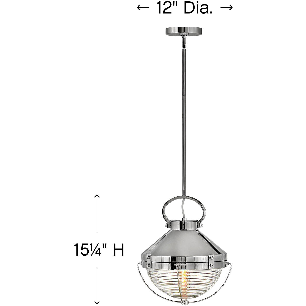 Crew 1 Light 12 inch Polished Nickel Indoor Pendant Ceiling Light