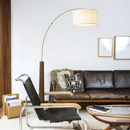 Taper 92 inch 14.00 watt Walnut and Weathered Brass Arc Floor Lamp Portable Light