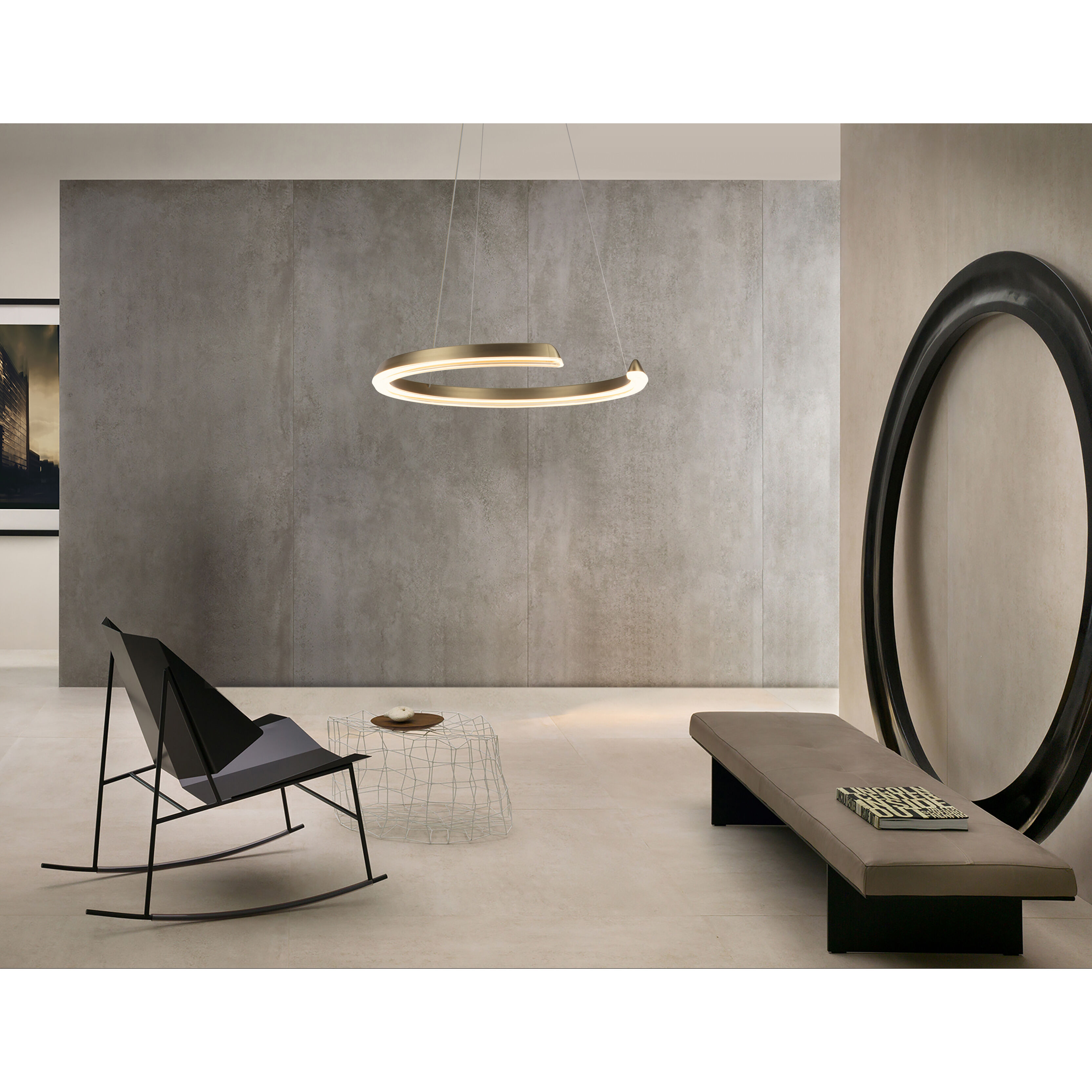 Solaire LED 23.6 inch Satin Antique Brass Pendant Ceiling Light