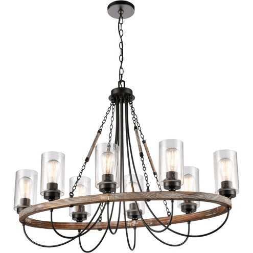 Paladin LED 39.38 inch Matte Black Chandelier Ceiling Light in Seedy Glass