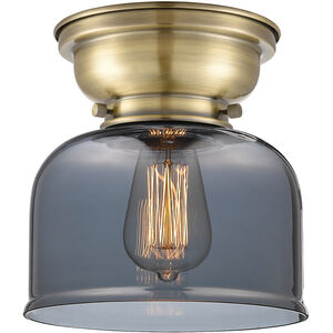 Aditi Large Bell LED 8 inch Antique Brass Flush Mount Ceiling Light in Plated Smoke Glass, Aditi
