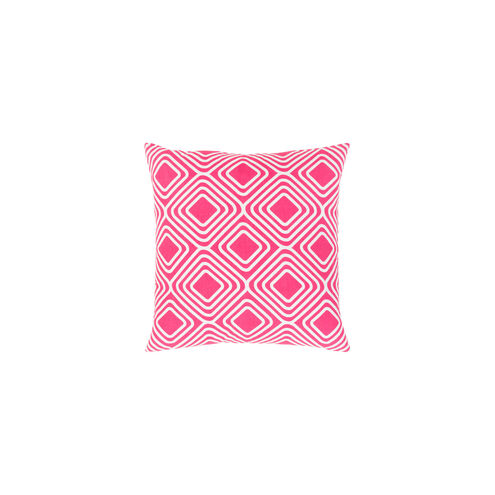 Miranda 18 X 18 inch Bright Pink and White Throw Pillow