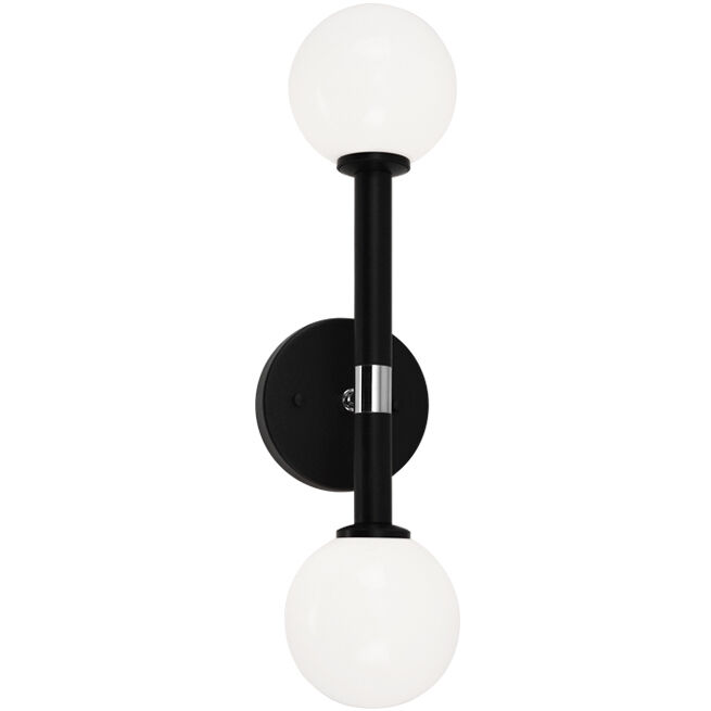 Stellar 2 Light 4.75 inch Black Wall Sconce Wall Light in Black and Opal Glass