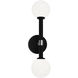 Stellar 2 Light 4.75 inch Black Wall Sconce Wall Light in Black and Opal Glass