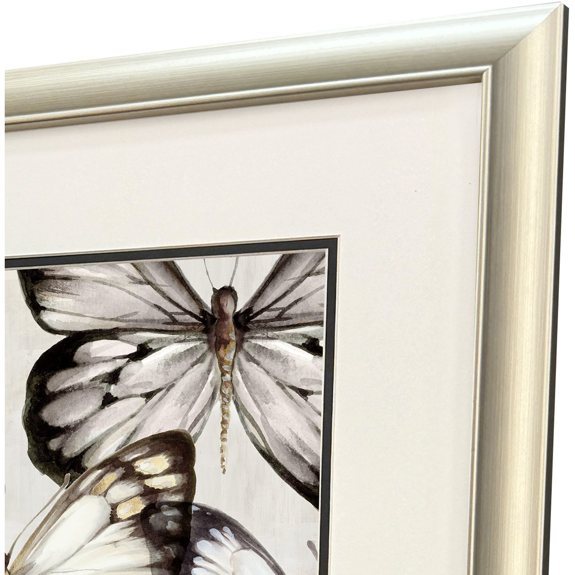 Butterfly Cluster Gray and Black and Multi and Neutral Framed Art, Propac