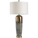 Signature 41 inch 100 watt White Gray and Gold Table Lamp Portable Light