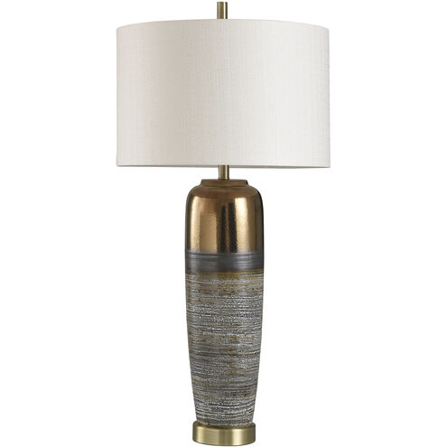 Signature 41 inch 100 watt White Gray and Gold Table Lamp Portable Light