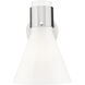 Lawton Cone Sconce Wall Light in Satin Nickel, Gloss White Glass