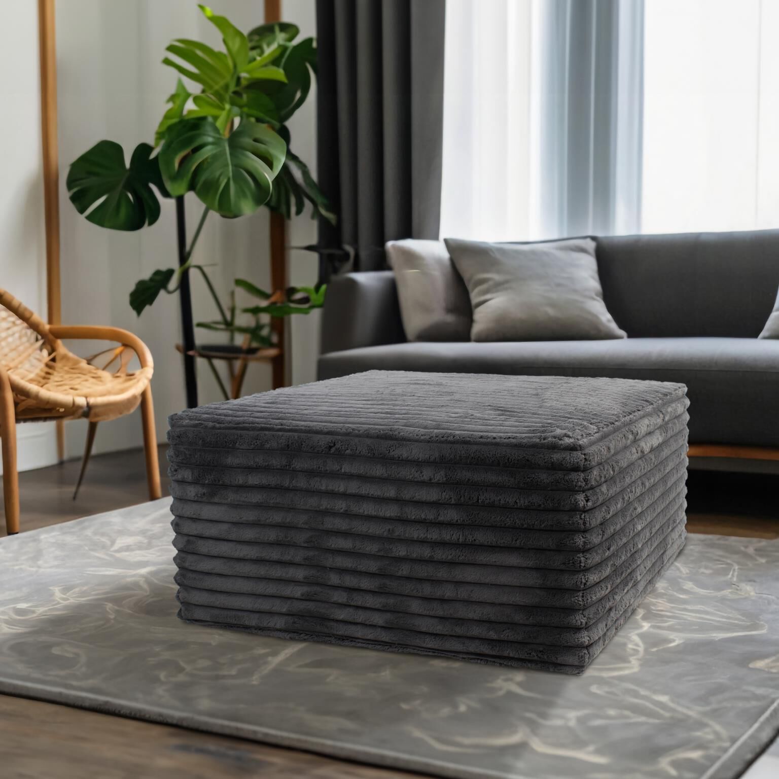 Shar Pei Universal 18 inch Charcoal Ottoman