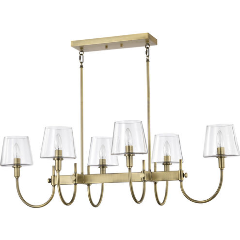 Brookside 6 Light 25 inch Vintage Brass Island Pendant Ceiling Light