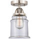 Nouveau 2 Canton LED 6 inch Brushed Satin Nickel Semi-Flush Mount Ceiling Light in Clear Glass