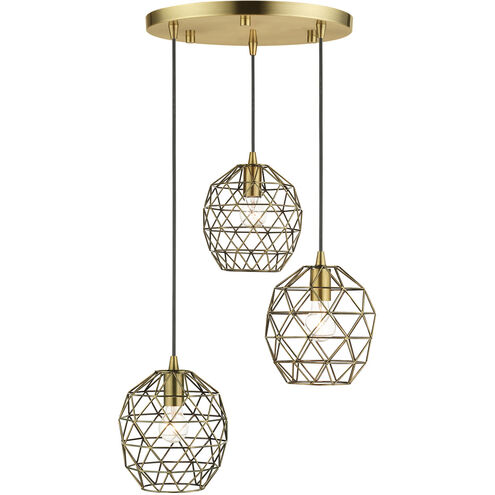Geometrix 3 Light 20 inch Antique Brass Pendant Ceiling Light