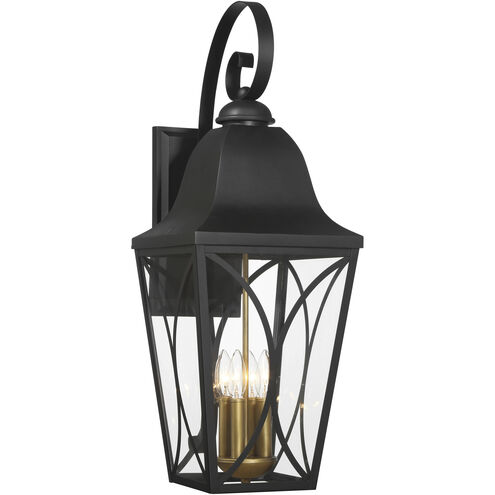 Cardigan Outdoor Wall Mount in Sand Coal and Olden Brass, Great Outdoors