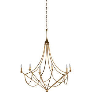 Miles 6 Light 44 inch Vintage Gold Chandelier Ceiling Light