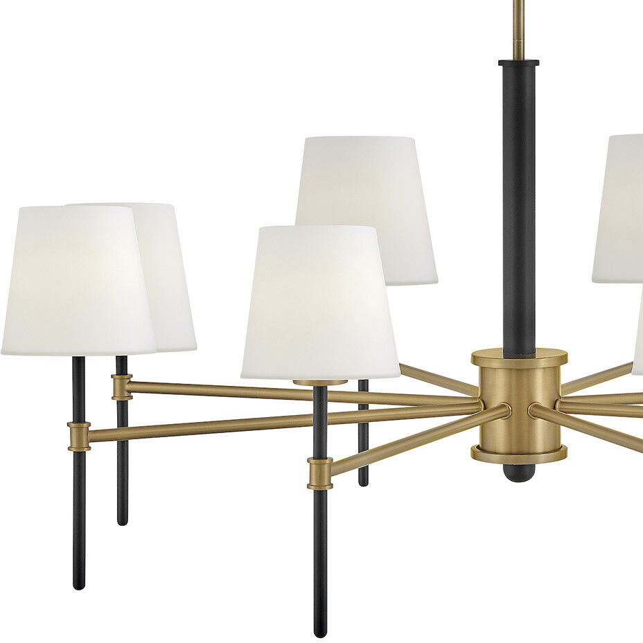 Saunders 8 Light 40 inch Black with Lacquered Brass Chandelier Ceiling Light