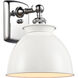 Ballston Adirondack LED 8 inch Black Antique Brass Sconce Wall Light in Glossy White, Ballston