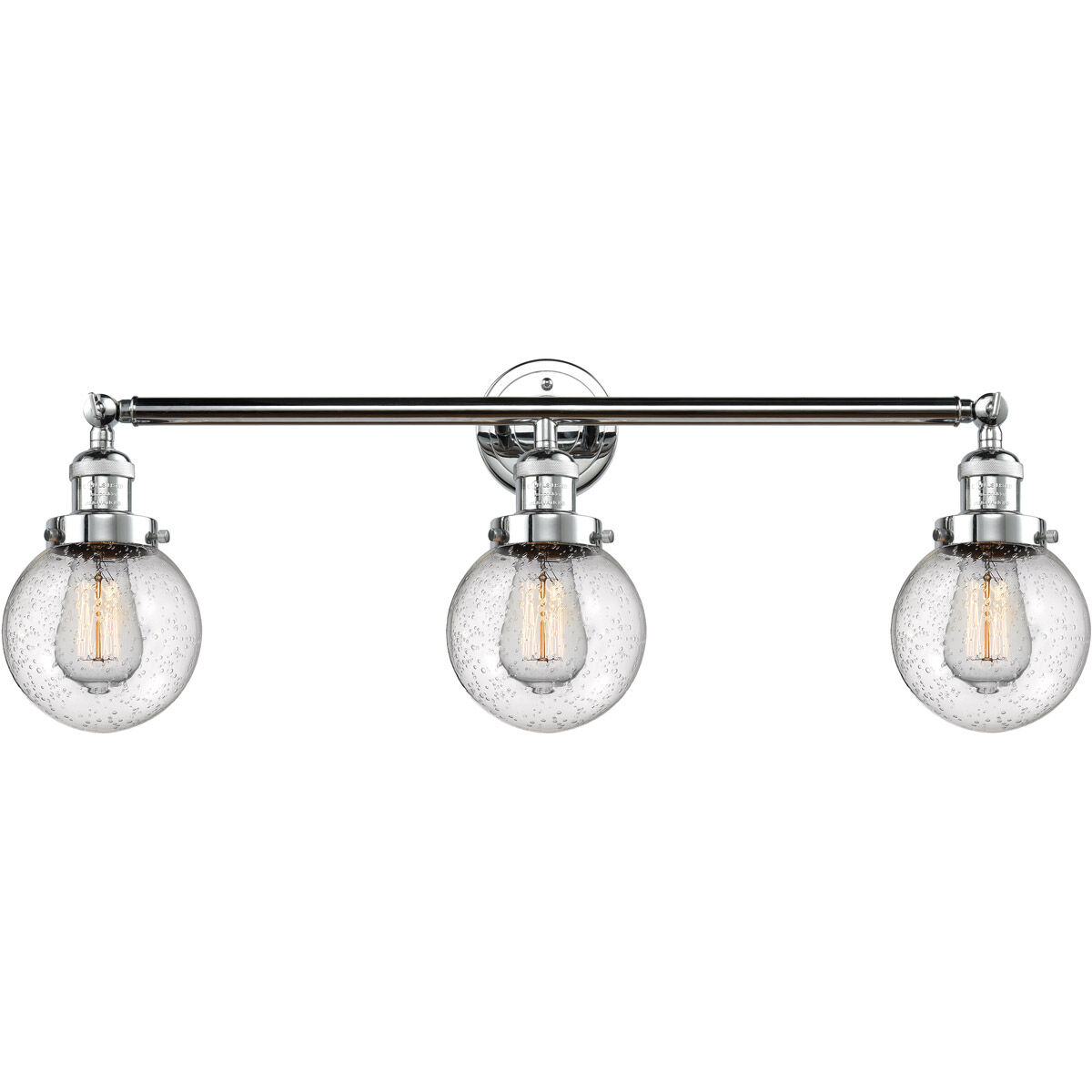 Franklin Restoration Beacon LED 30 inch Polished Chrome Bath Vanity Light Wall Light in Seedy Glass, Franklin Restoration