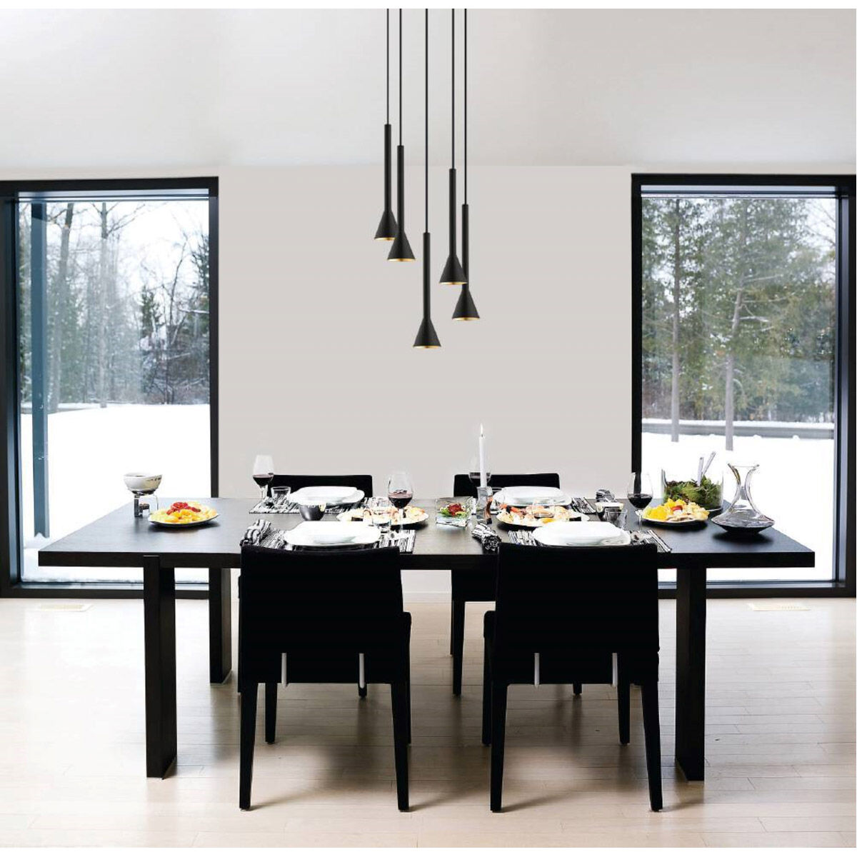 Cortaderas LED 15.16 inch Matte Black Cascade Pendant Ceiling Light