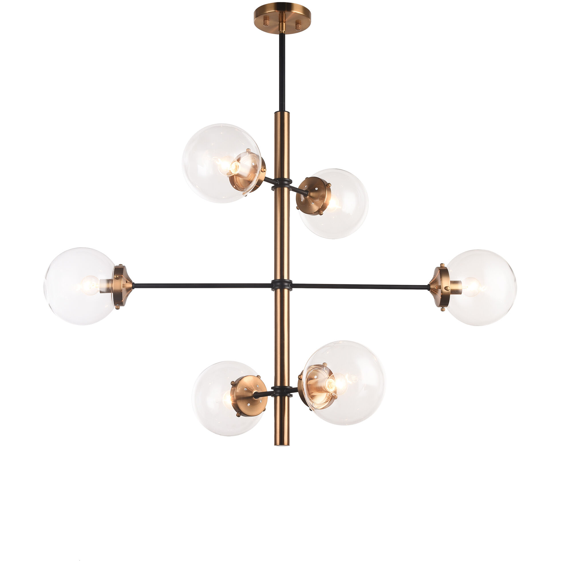 Enchant 6 Light 36 inch Aged Gold Brass Pendant Ceiling Light in Aged Gold Brass and Clear