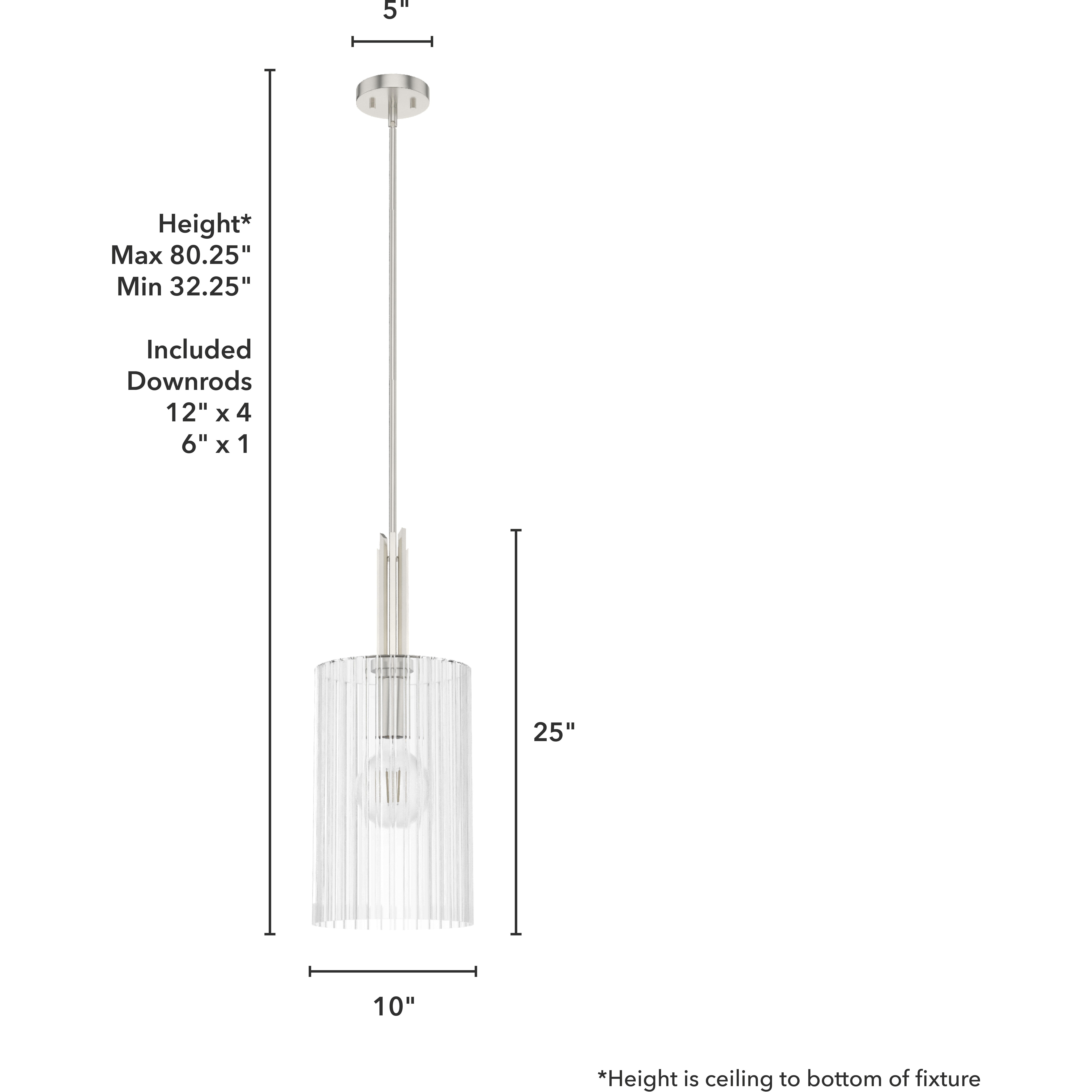 Gatz 1 Light 25 inch Brushed Nickel Pendant Ceiling Light