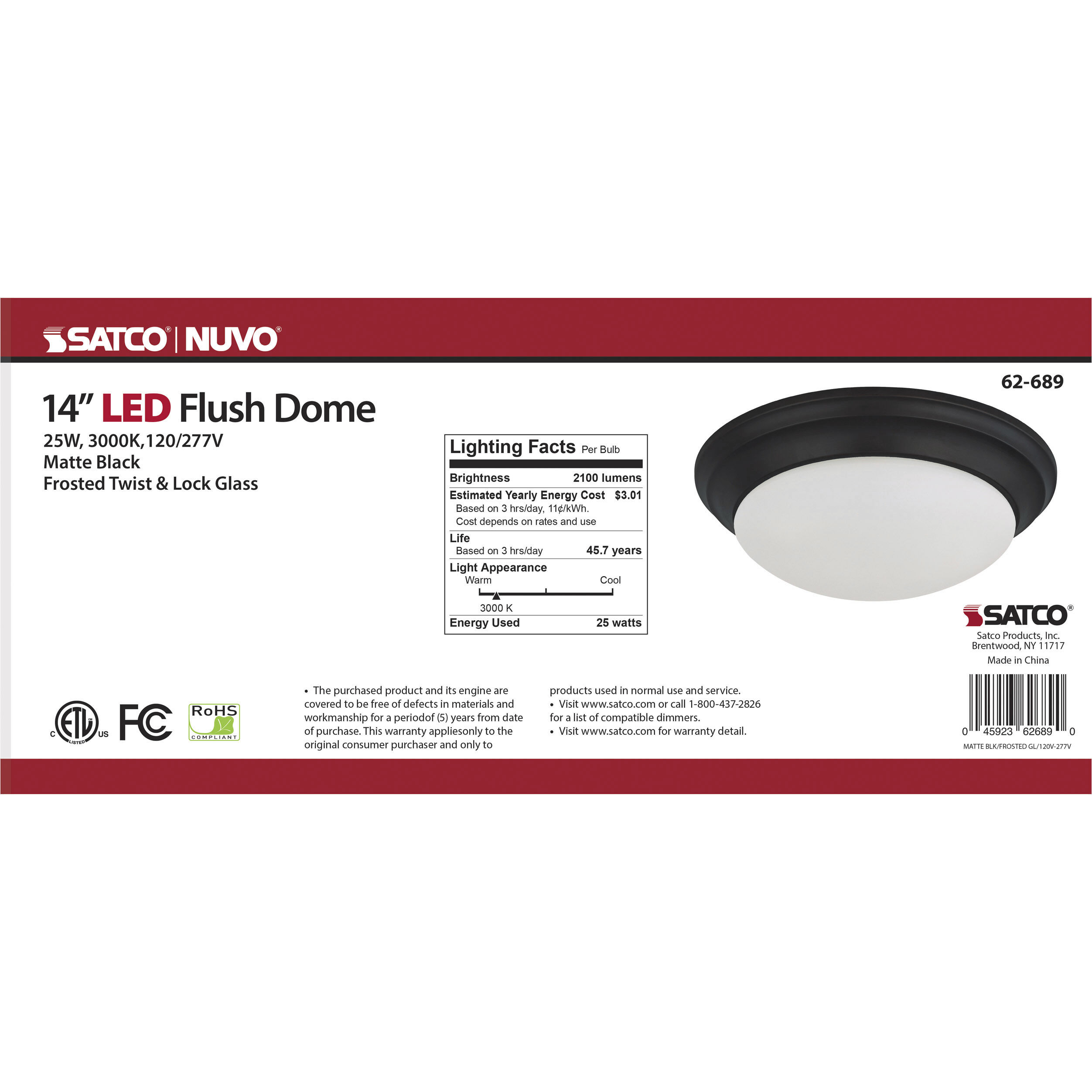 Brentwood LED 14 inch Matte Black Flush Mount Ceiling Light