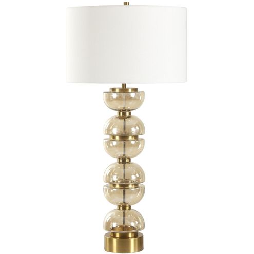 Assemble 35 inch 150.00 watt Amber Glass and Brass Table Lamp Portable Light