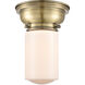 Aditi Dover LED 6 inch Antique Brass Flush Mount Ceiling Light in Matte White Glass, Aditi