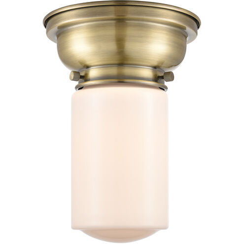 Aditi Dover LED 6 inch Antique Brass Flush Mount Ceiling Light in Matte White Glass, Aditi