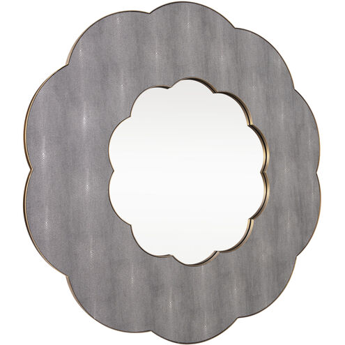Scallop 54 inch Gray Shagreen with Weathered Brass Wall Mirror