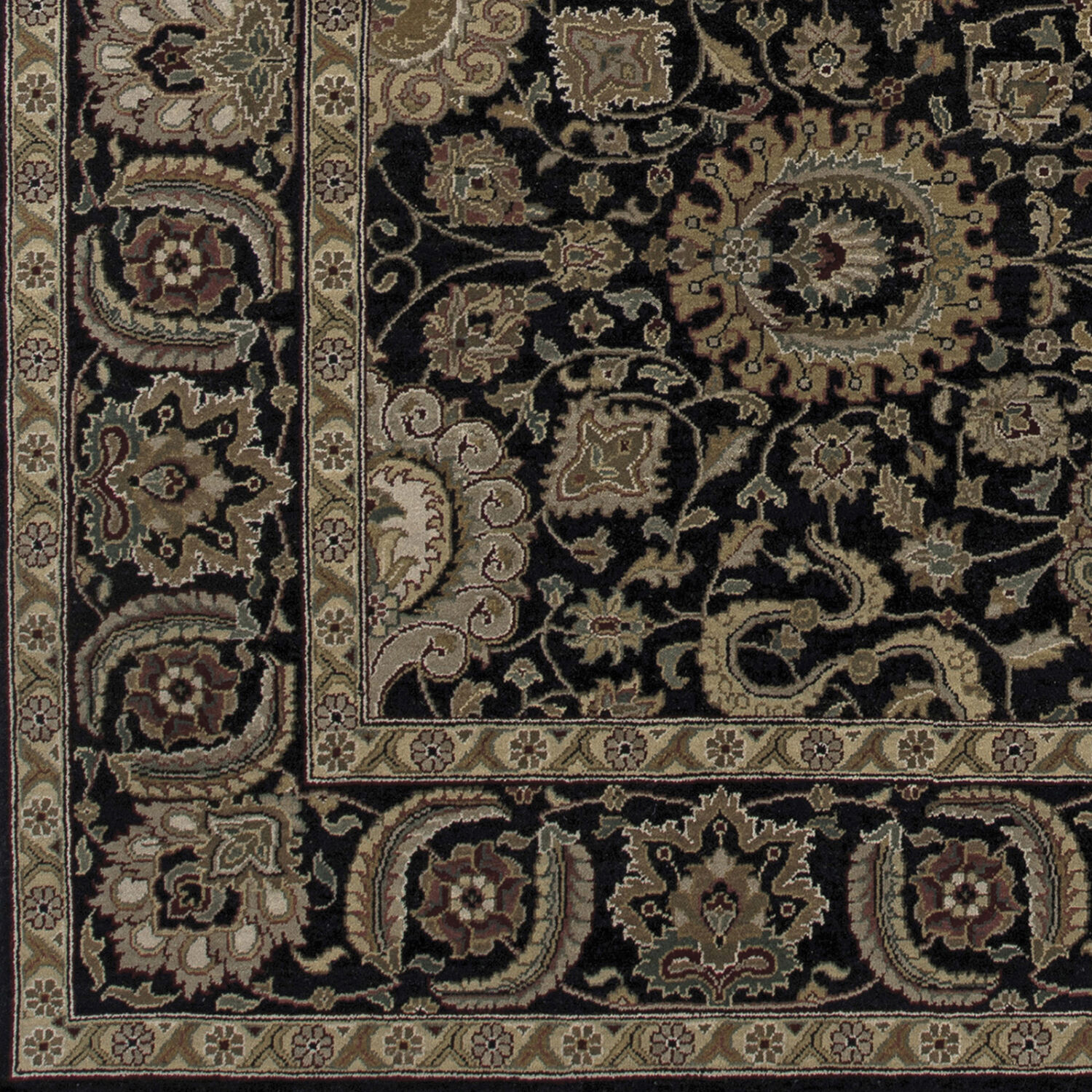 Dinar 144 X 108 inch Black / Brown / Olive / Dark Brown / Off-White Handmade Rug