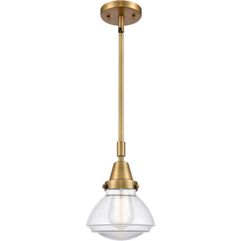 Franklin Restoration Olean LED 7 inch Brushed Brass Mini Pendant Ceiling Light in Clear Glass