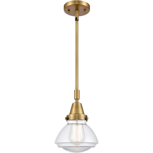 Franklin Restoration Olean LED 7 inch Brushed Brass Mini Pendant Ceiling Light in Clear Glass