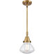 Franklin Restoration Olean LED 7 inch Brushed Brass Mini Pendant Ceiling Light in Clear Glass