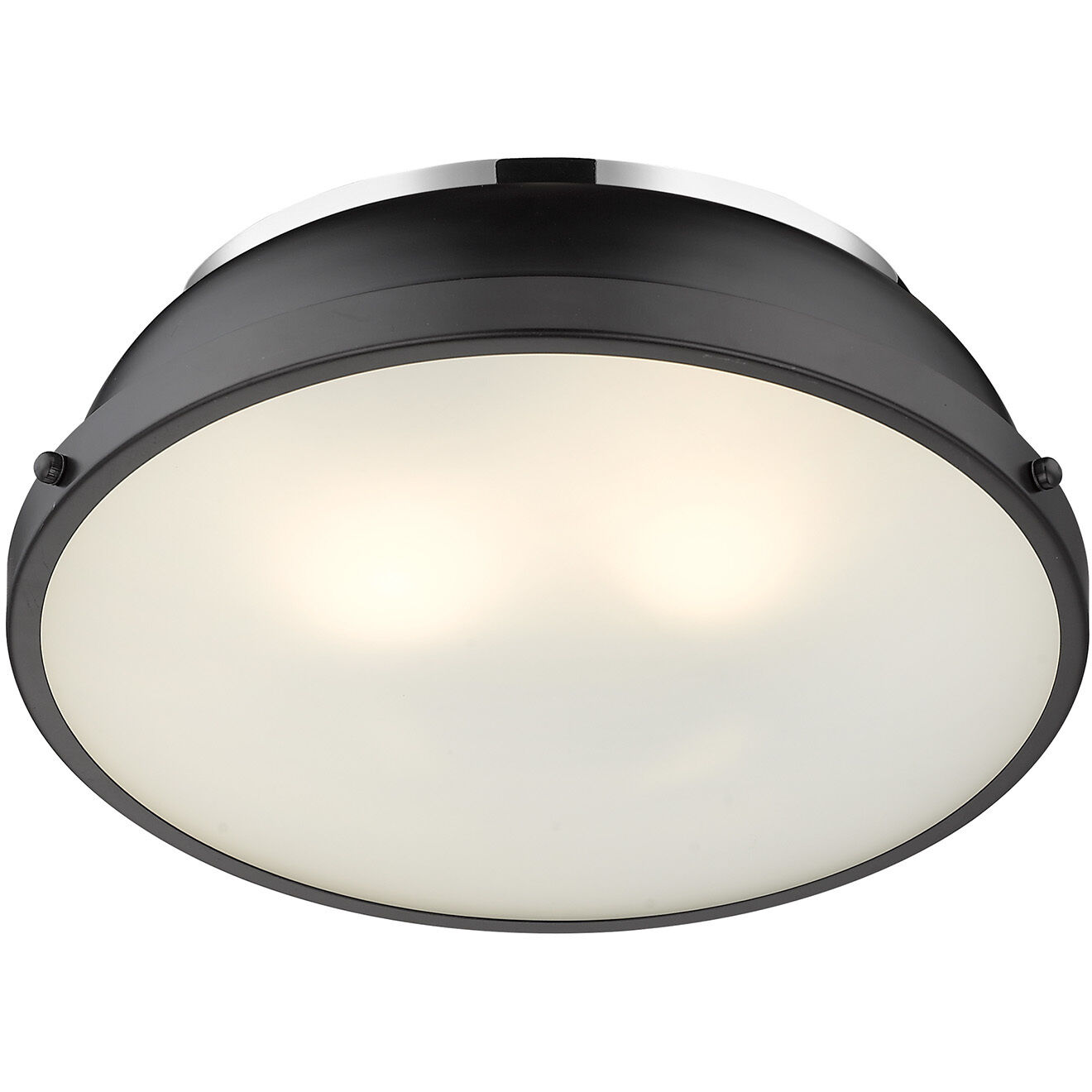 Yep Duncan 2 Light 14 inch Chrome Flush Mount Ceiling Light in Matte Black, Damp