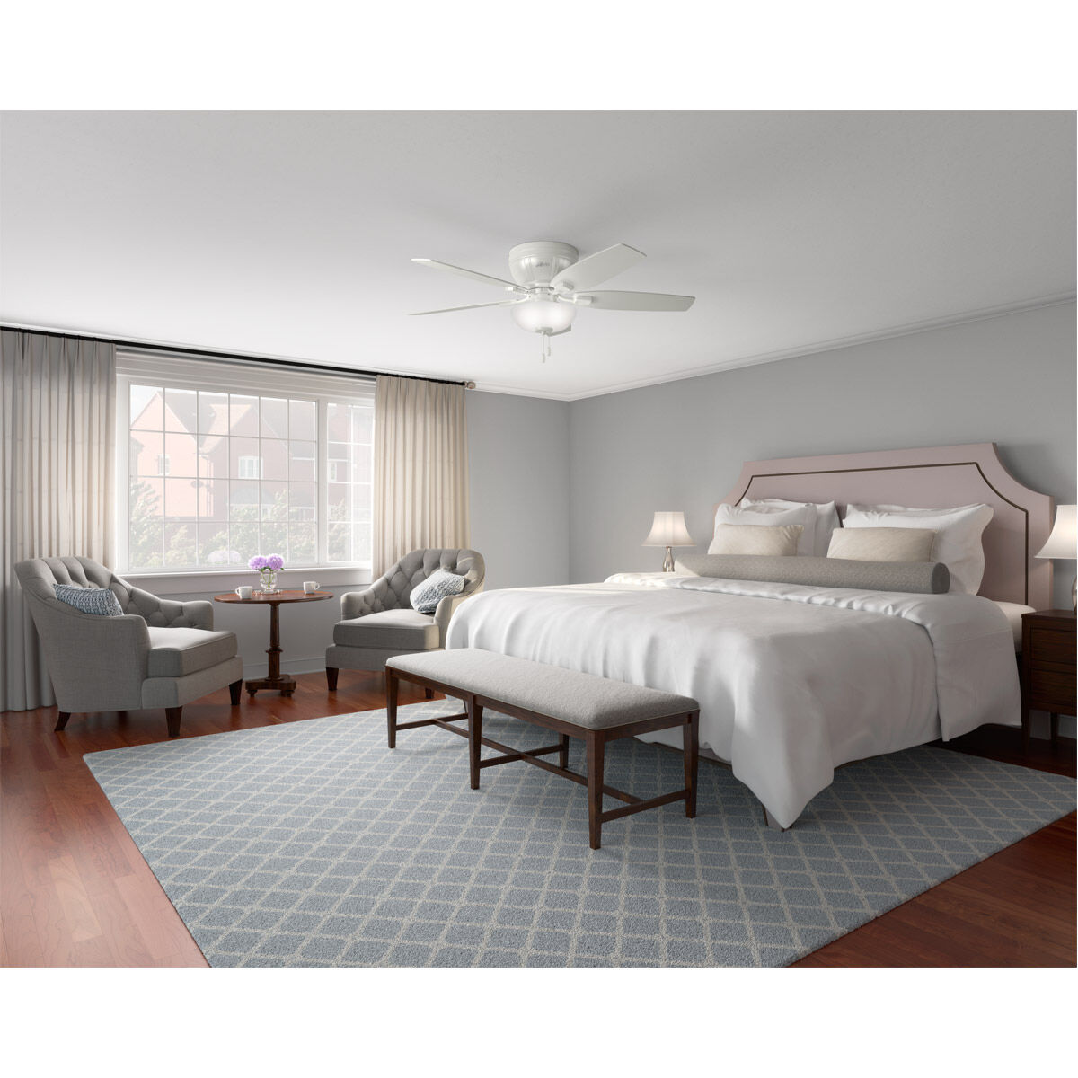 Kenbridge 52 inch Fresh White with Fresh White/Drifted Oak Blades Ceiling Fan, Low Profile