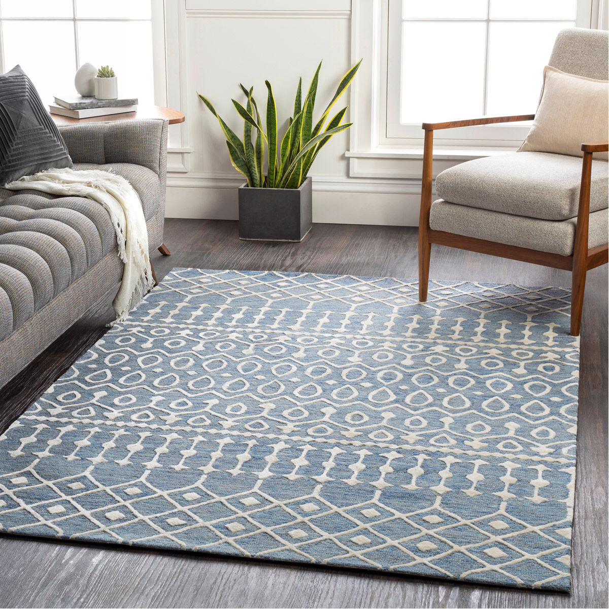 Opus 36 X 24 inch Denim/Light Gray/Navy/Ivory Rugs, Rectangle