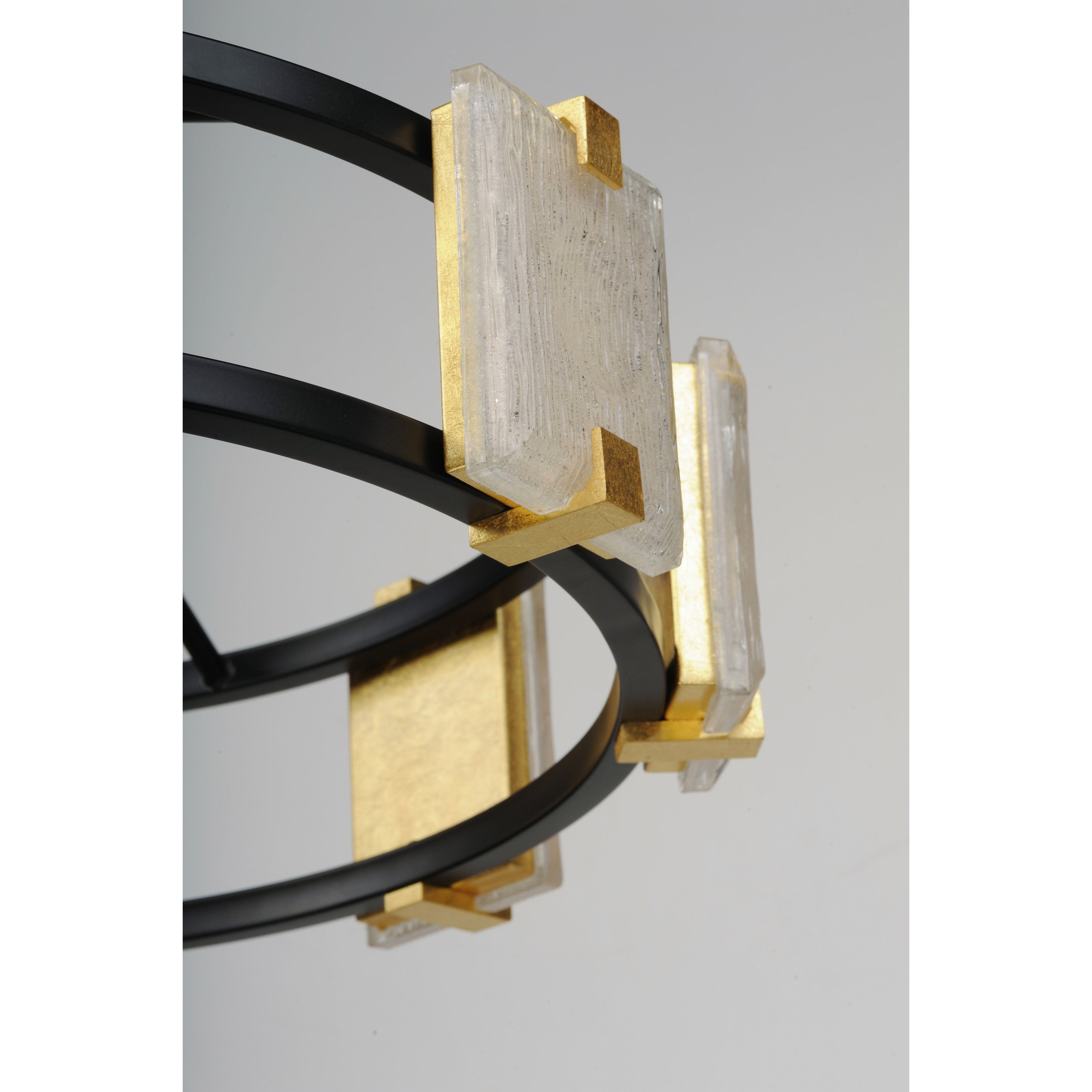 Radiant LED 27 inch Black/Gold Leaf Chandelier Ceiling Light