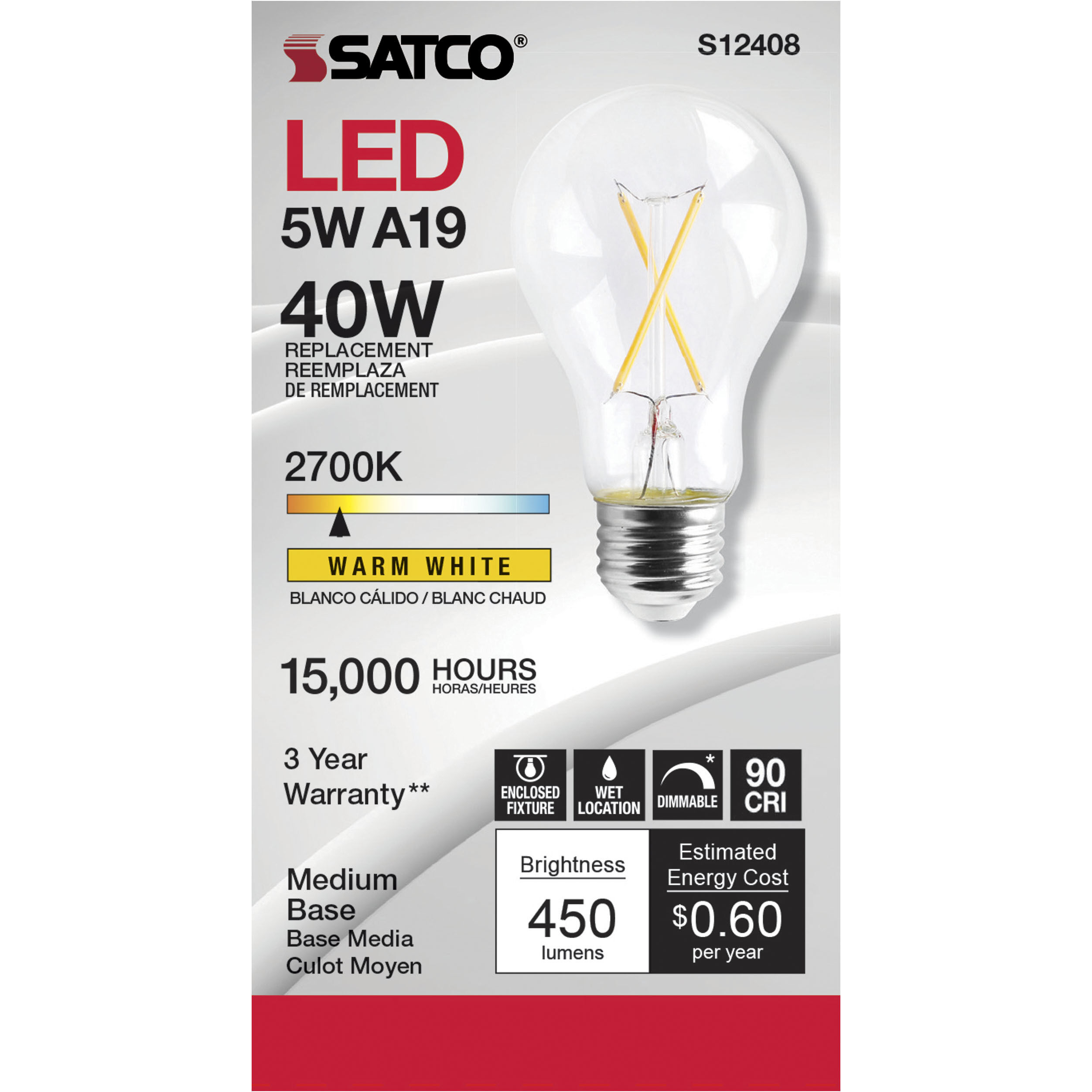 Lumos LED Medium 5.00 watt 120 2700K Light Bulb