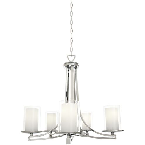 Essex 5 Light 25 inch Chrome Chandelier Ceiling Light in Half Opal Glass