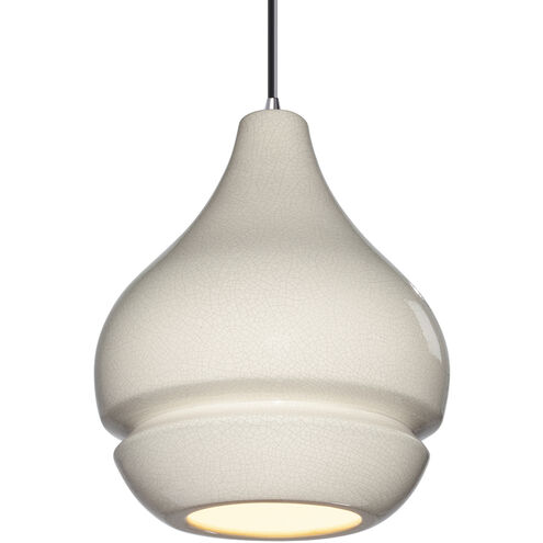 Radiance Collection 1 Light 8 inch Polished Chrome and White Crackle and Black Pendant Ceiling Light