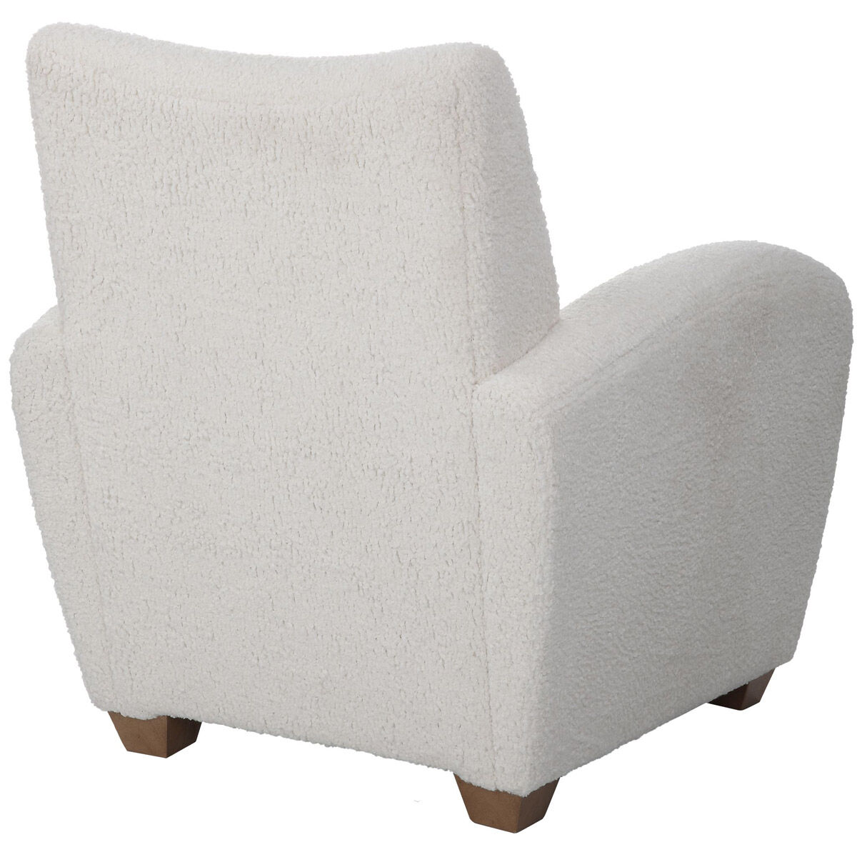 Teddy Off White Faux Shearling and Walnut Stained Wood Accent Chair