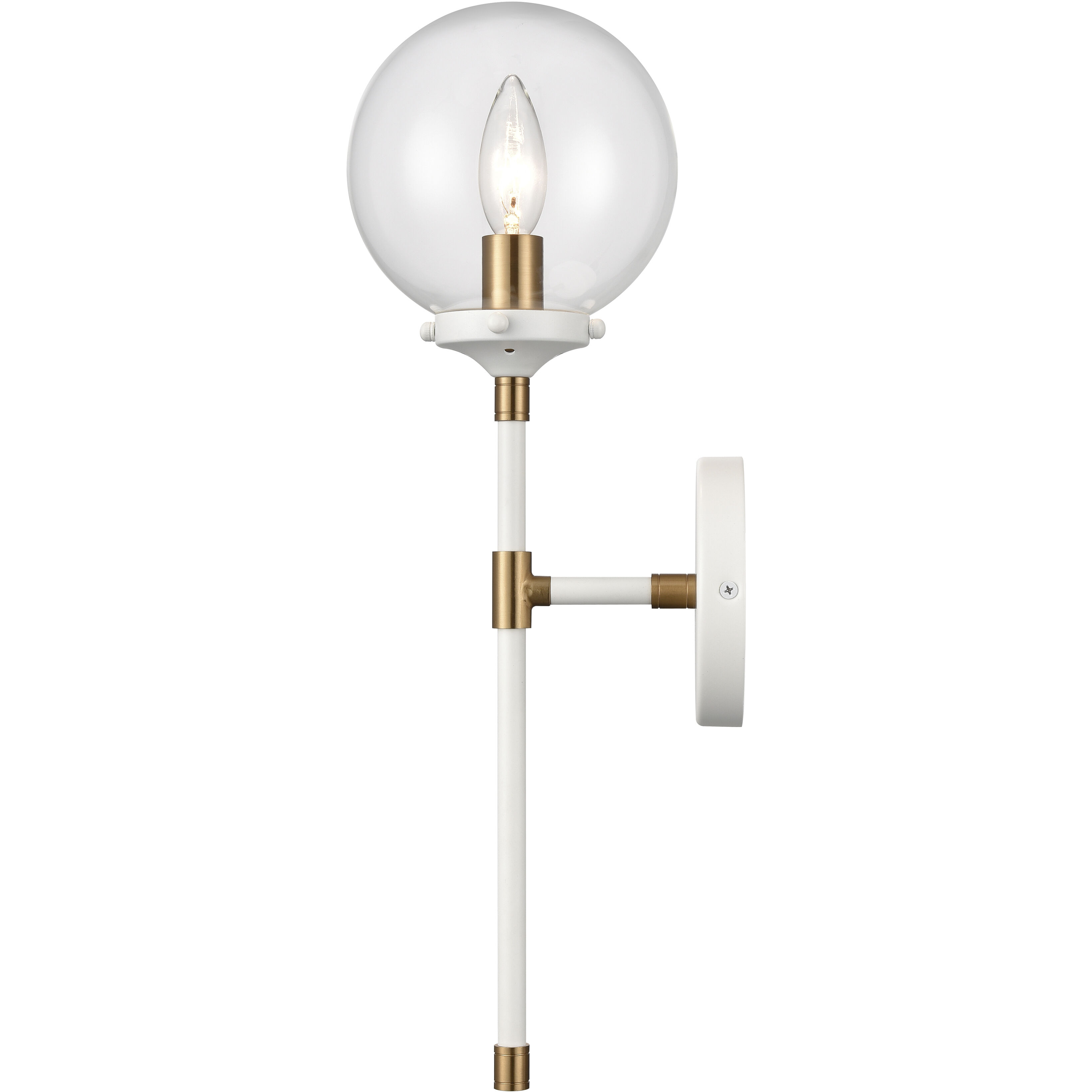 Boudreaux Sconce Wall Light in Matte White with Satin Brass